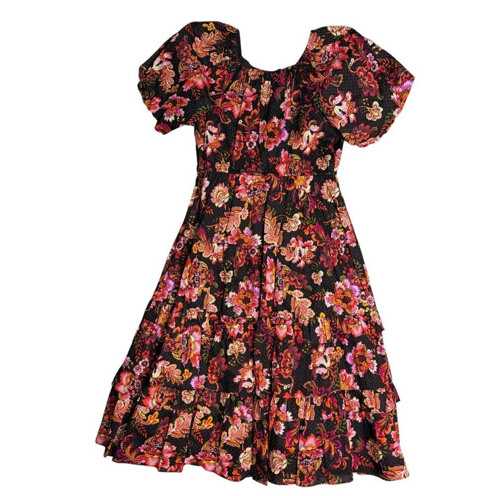 a loves a Girls Dress Size Medium Cotton Red ORange BRown Paisley Print New